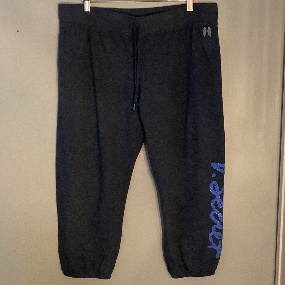 Victoria's Secret Blue Capri Joggers with Blue Sequins